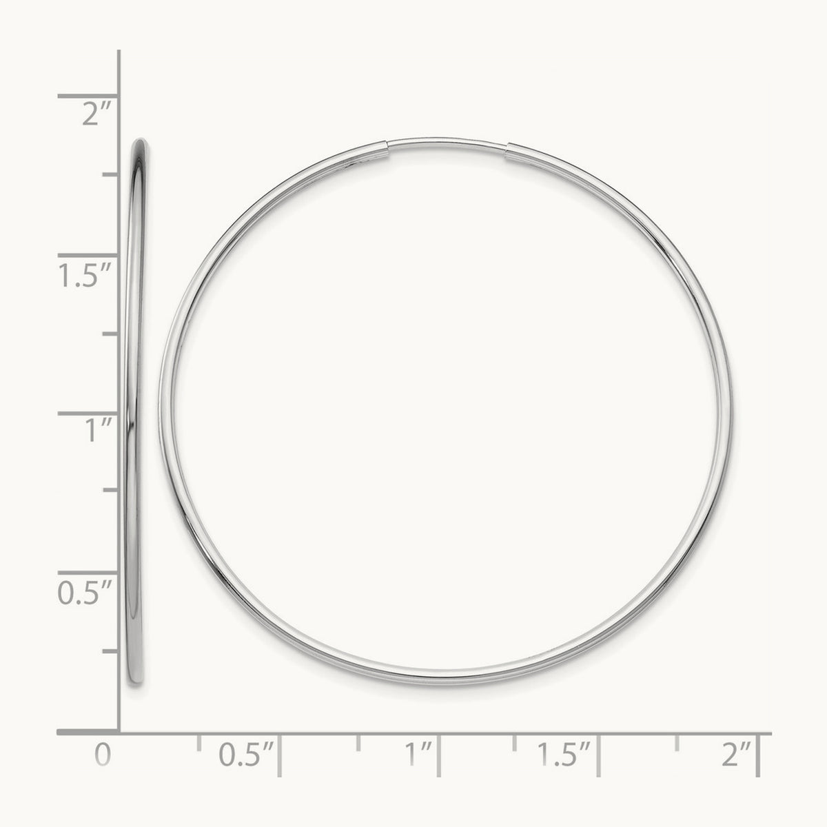 Polished Endless Tube Hoop Earrings, 1.20mm, 14K White Gold