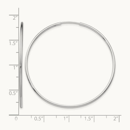 Polished Endless Tube Hoop Earrings, 1.20mm, 14K White Gold