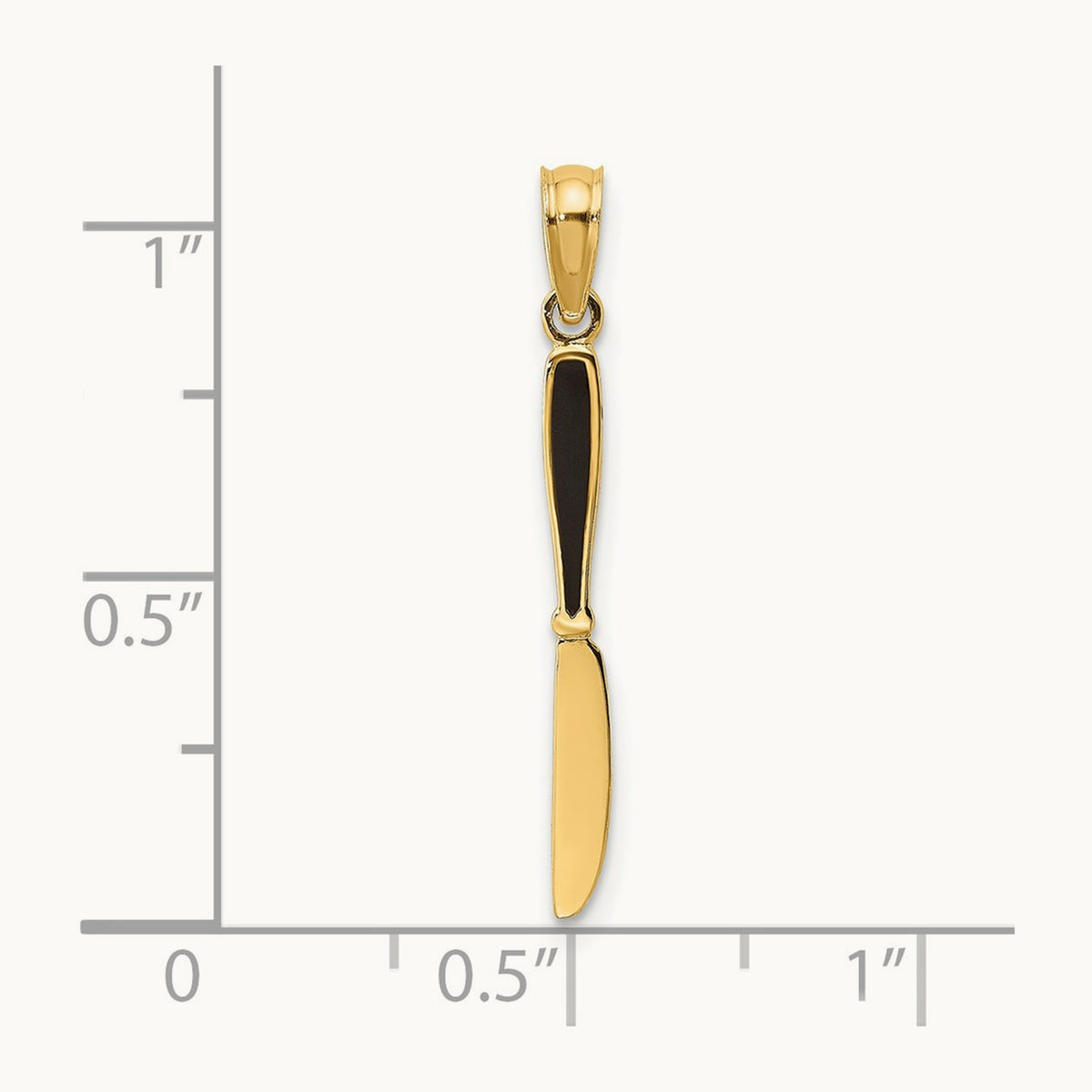 W/ Black Enamel 3-D Table Knife Charm, 14K
