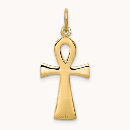 Ankh Cross Charm — 14K Yellow Gold, 26mm