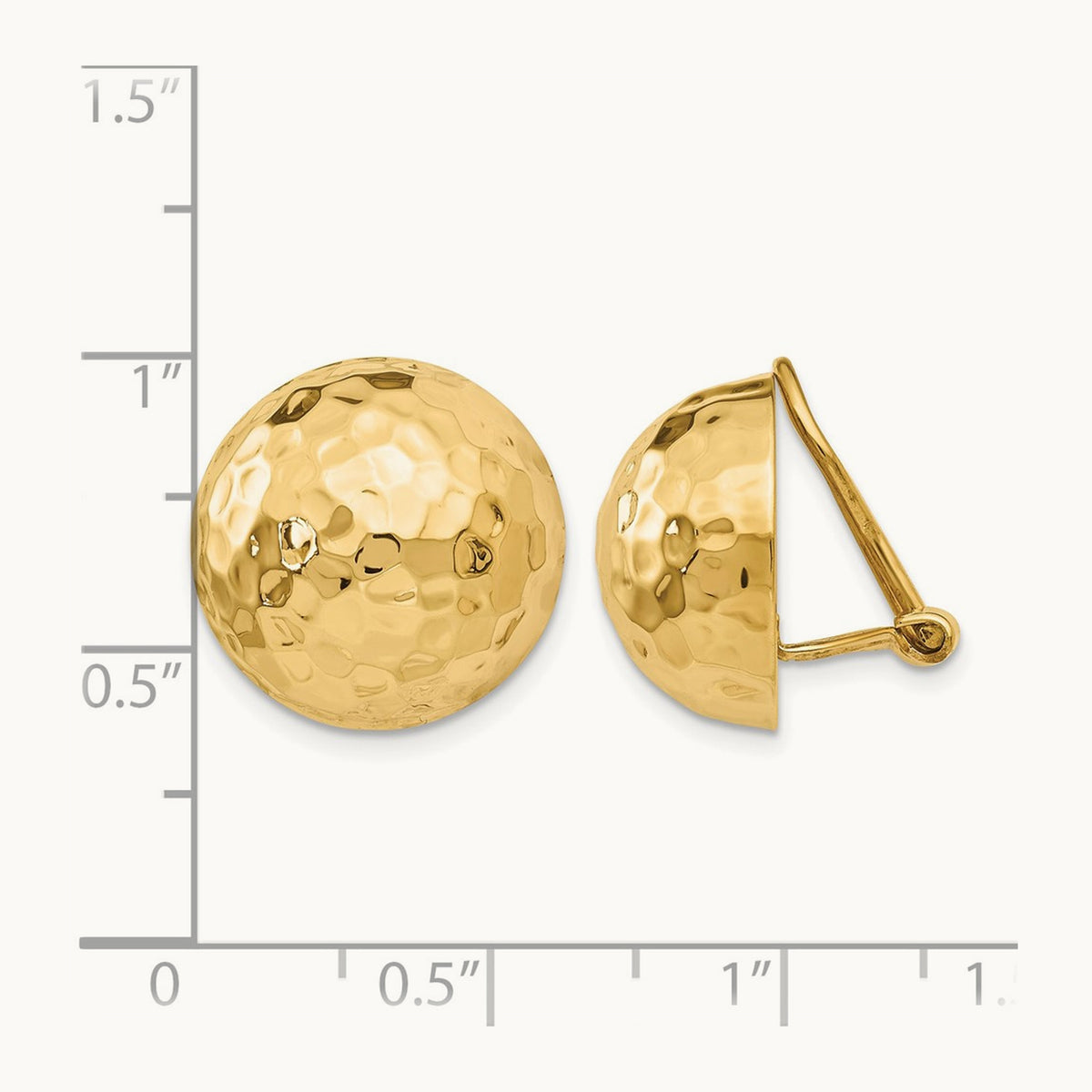 Omega Clip Hammered Non-pierced Earrings — 16mm