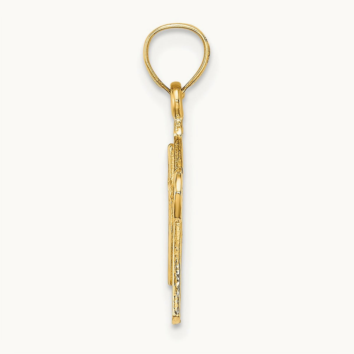 Solid Textured Cross Charm, 14K