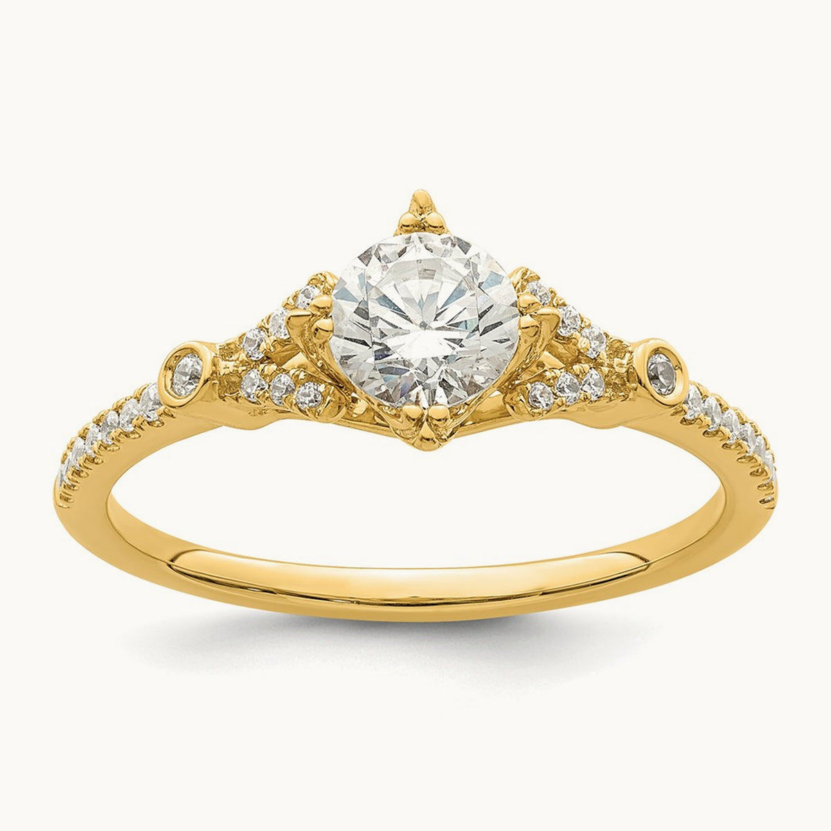 1/2ct Round Semi-Mount Engagement Dia Ring, 14K Gold