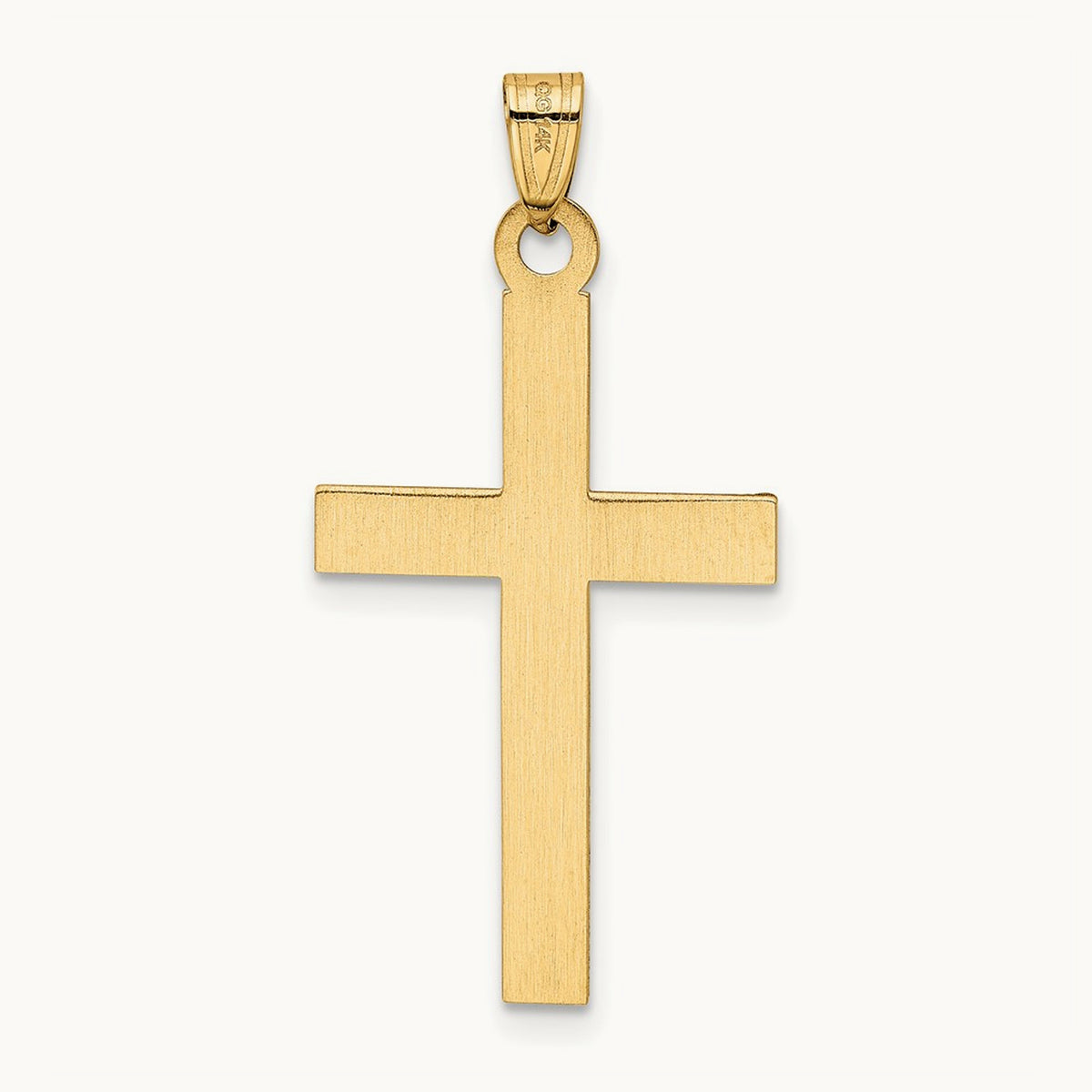 Laser Etched Cross Charm — 14K Yellow Gold, 37mm