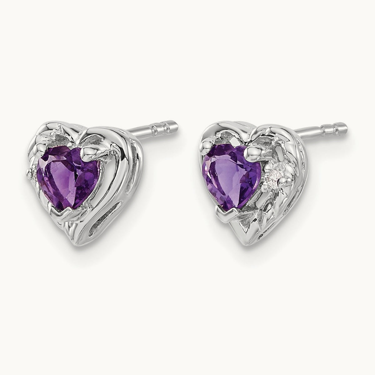 Amethyst and Diamond Heart Earrings — photo set