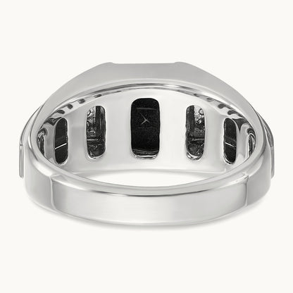 IBGoodman Men's Polished & Satin Onyx & Diamond Ring, 14K White Gold