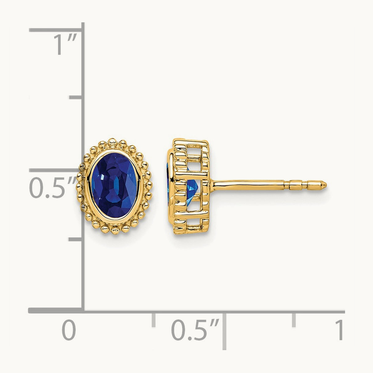 Oval Sapphire Post Earrings — 14K Yellow Gold