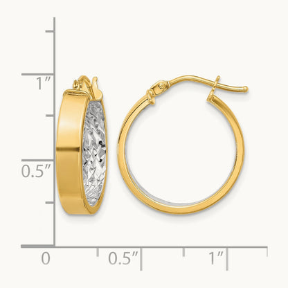 w/ White Rhodium Polished and Diamond-cut Hoop Earrings, 10K — Leslie's
