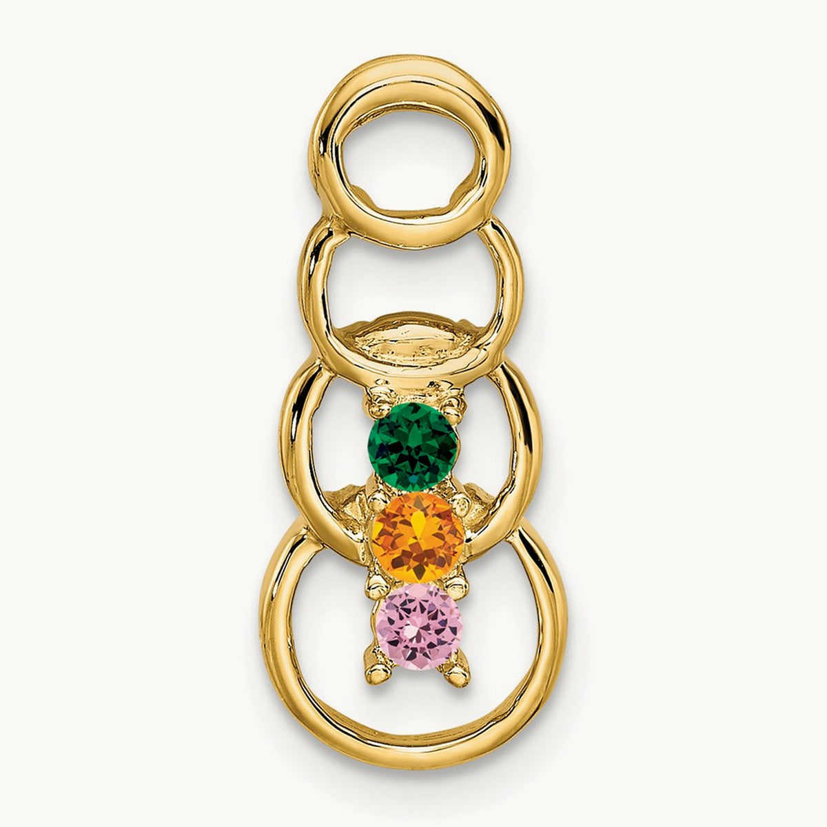 3 Synthetic Stone Family Pendant, 14K