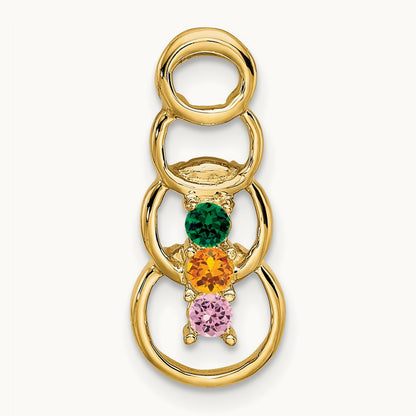 3 Synthetic Stone Family Pendant, 14K