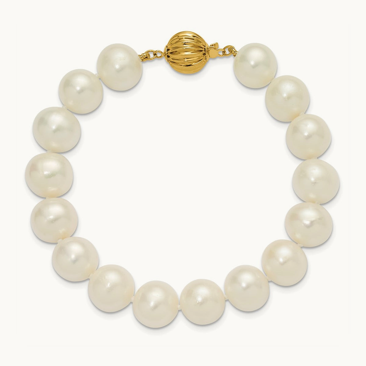 10- Near Rnd Wht Freshwater Cultured Pearl 7.5in Bracelet, 11mm, 14K