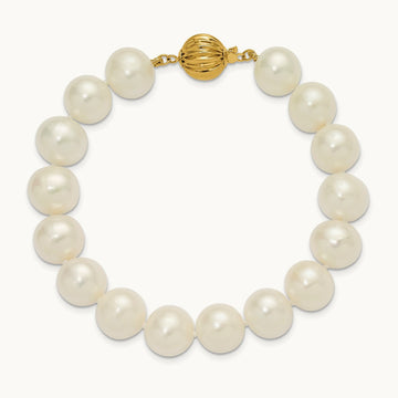 10- Near Rnd Wht Freshwater Cultured Pearl 7.5in Bracelet, 11mm, 14K