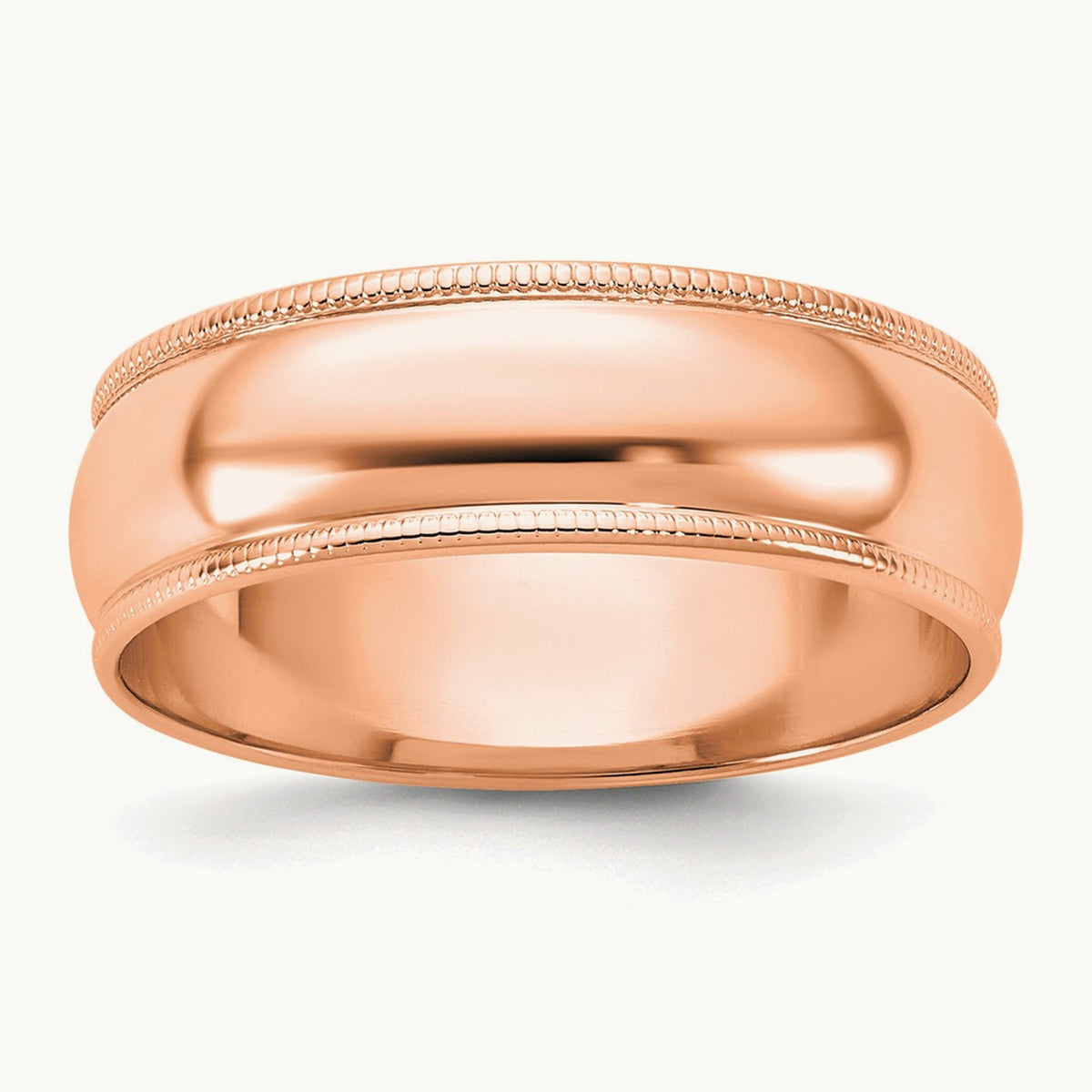 Lightweight Milgrain Half Round Band — 14K Rose Gold, 6mm