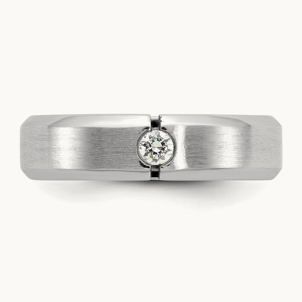 IB Goodman Mens Satin Complete 1/10ct Diamond Ring, 14K White Gold