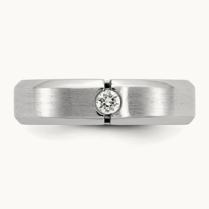 IB Goodman Mens Satin Complete 1/10ct Diamond Ring, 14K White Gold