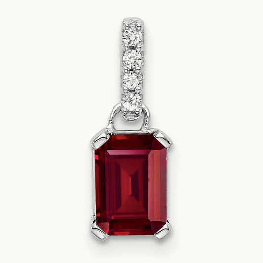 Created Ruby and Lab-Grown Diamond Pendant — 14K White Gold