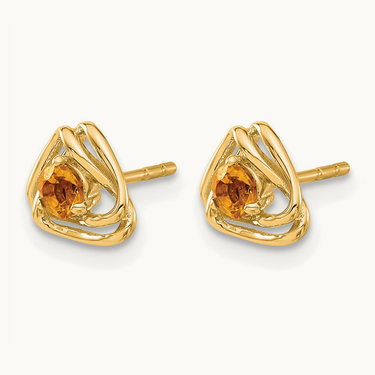 Citrine Post Earrings — 14K Yellow Gold