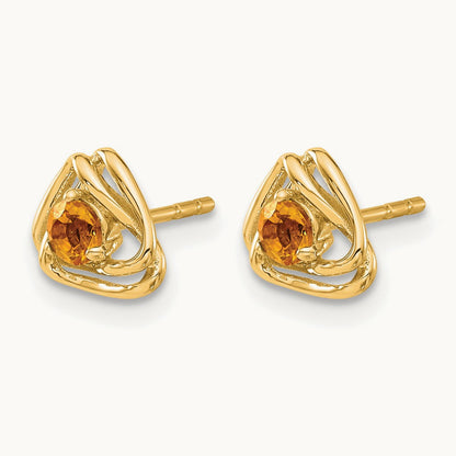 Citrine Post Earrings — 14K Yellow Gold