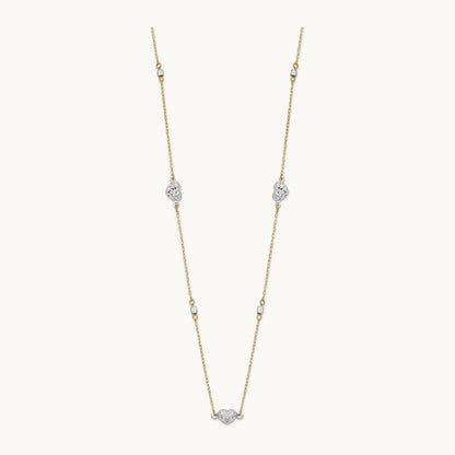 Polished D/C Hearts Necklace, 14K Two Tone
