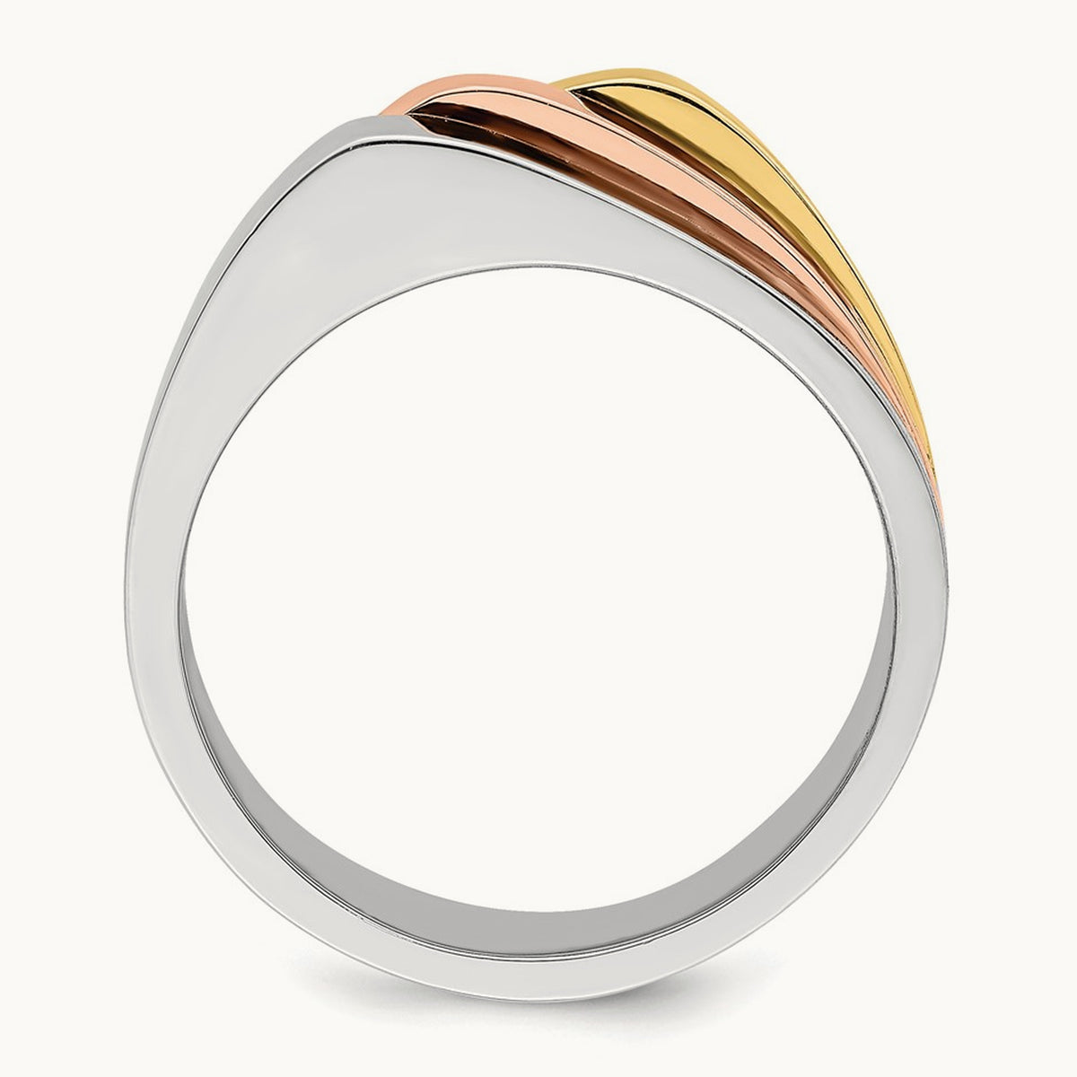 Tri-Color Triple Peaked Top Band, 14K