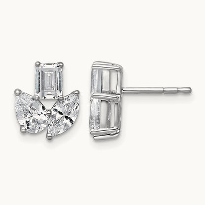 Emerald Marquise & Pear 3 Stone Earrings, 2.00 ct tw Lab-Grown Diamond