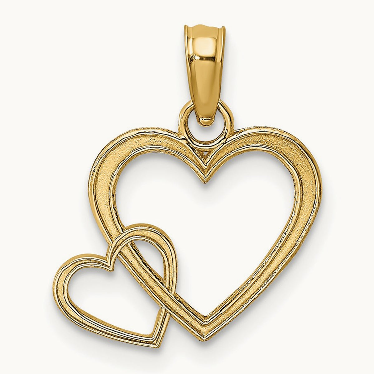 Flat Two Hearts Intertwined Charm, 14K