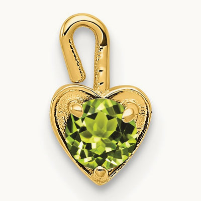 August Synthetic Birthstone Heart Charm — 14K Yellow Gold