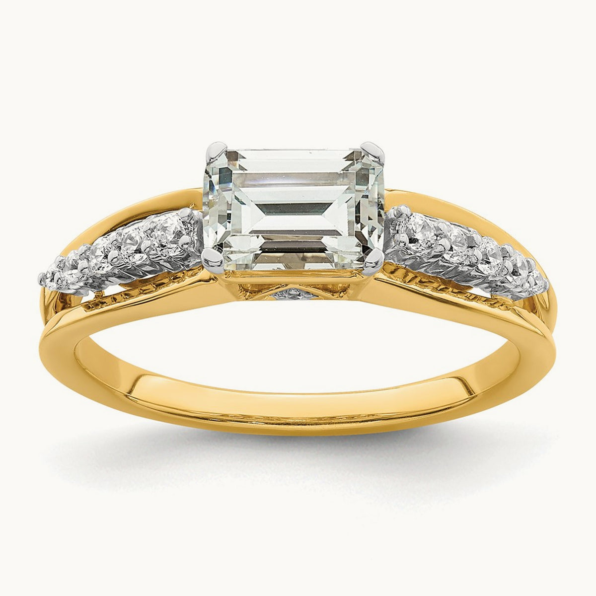 East West Emerald Semi-Mount Engagement Ring — 1 ct, 7