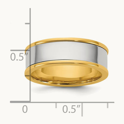 Y/W Step Up Flat Edge Wedding Band, 7mm, 14K Two-tone