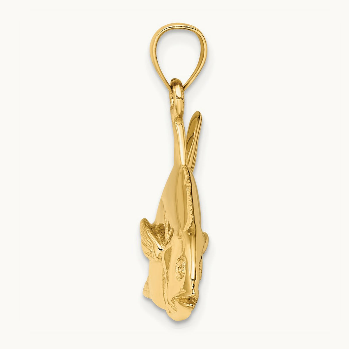 3-D Polished Pompano Fish Charm, 14K