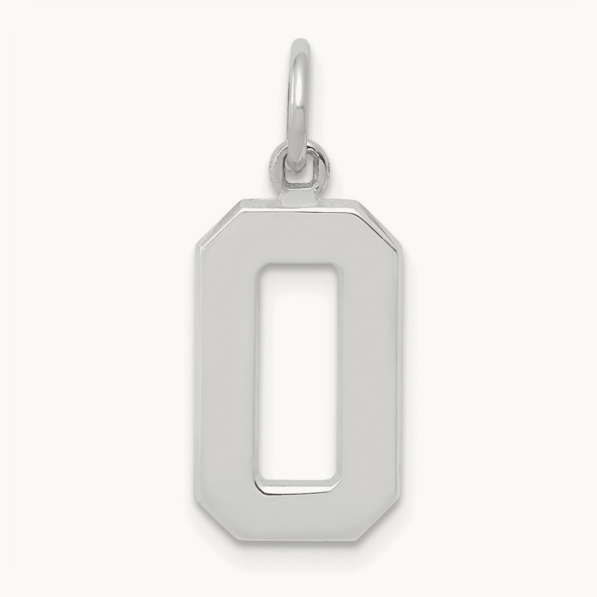 Medium Polished Number 0 Charm, 14K White Gold