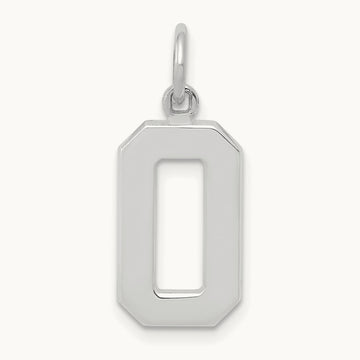 Medium Polished Number 0 Charm, 14K White Gold