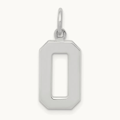 Medium Polished Number 0 Charm, 14K White Gold
