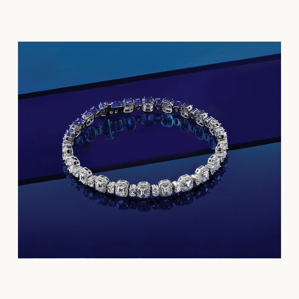 Fashion Tennis Bracelet, 8.00 ct tw Lab-Grown Diamond — 14K White Gold