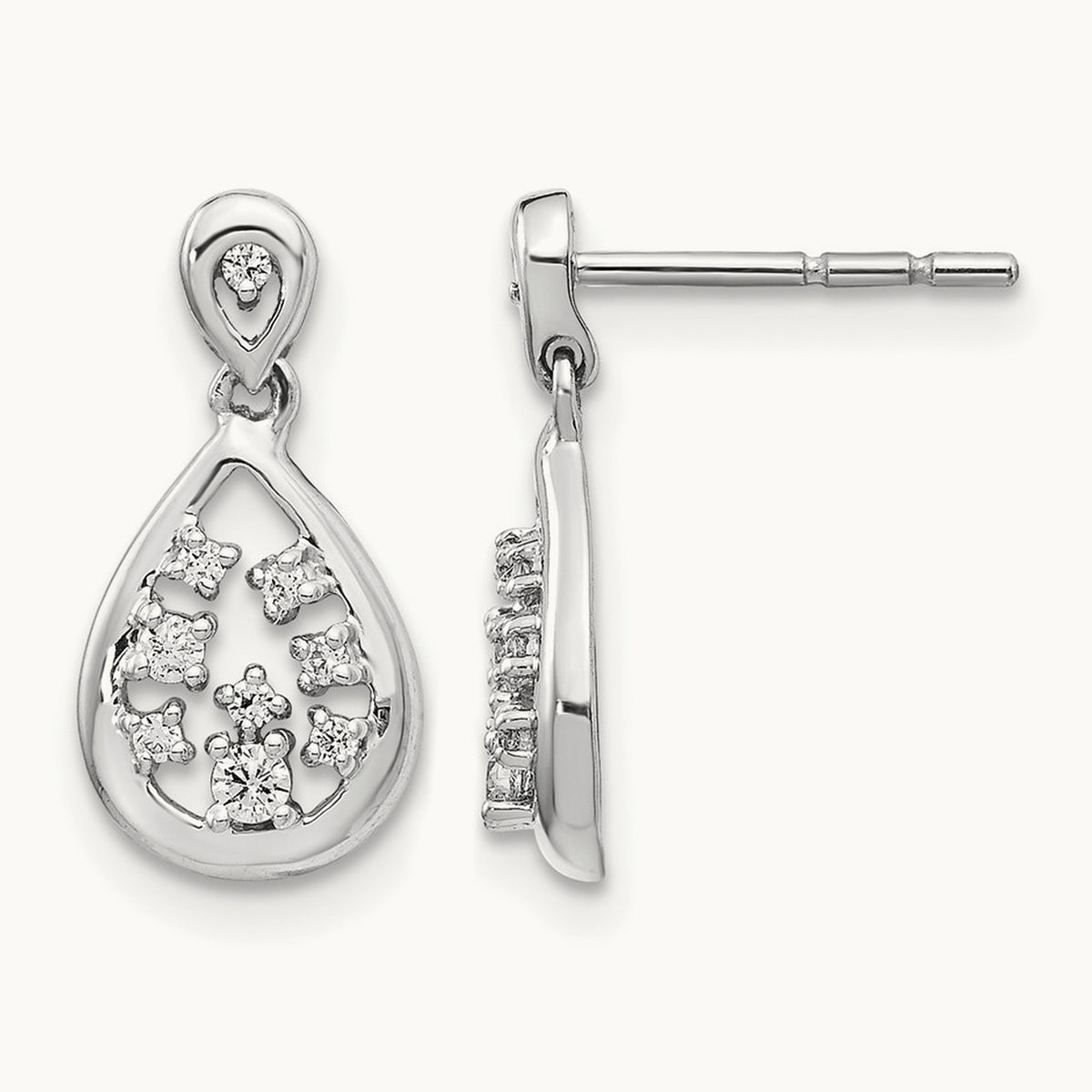 Diamond Post Earrings, 14K White Gold