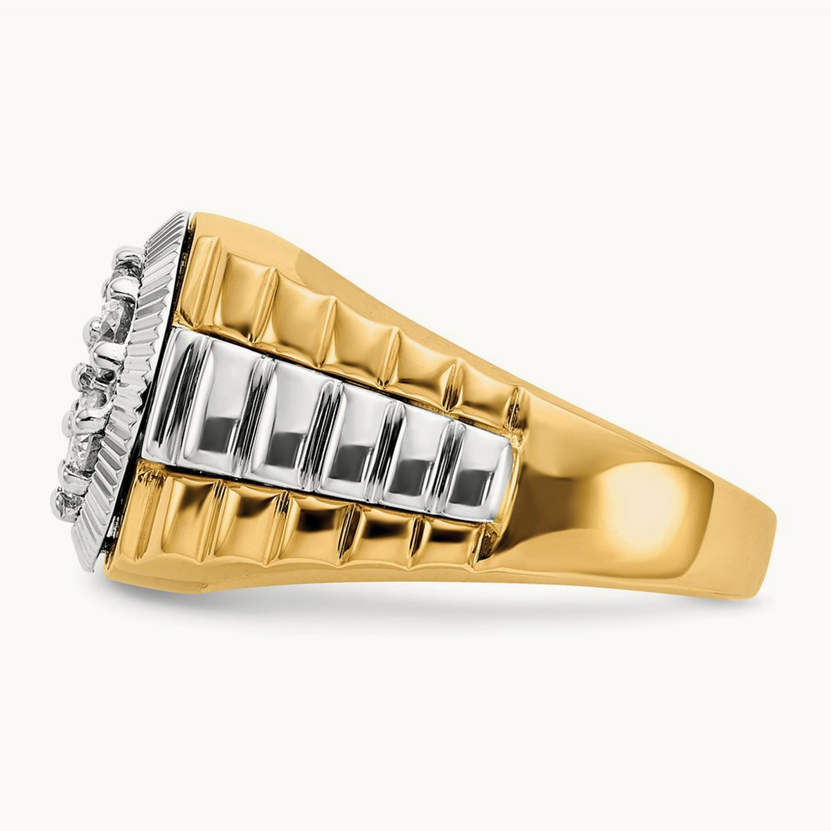 Ridged Men's Ring — 1 ct, 10