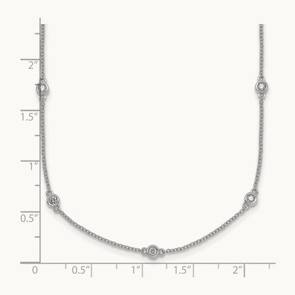 Diamond Station Cable Necklace, 14K White Gold