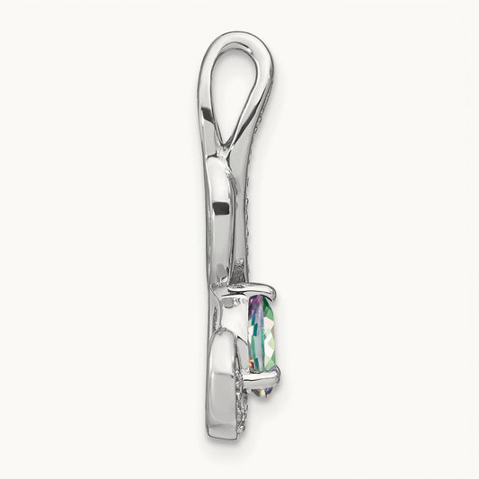 Mystic Fire Topaz and Diamond Swirl Pendant — 14K White Gold