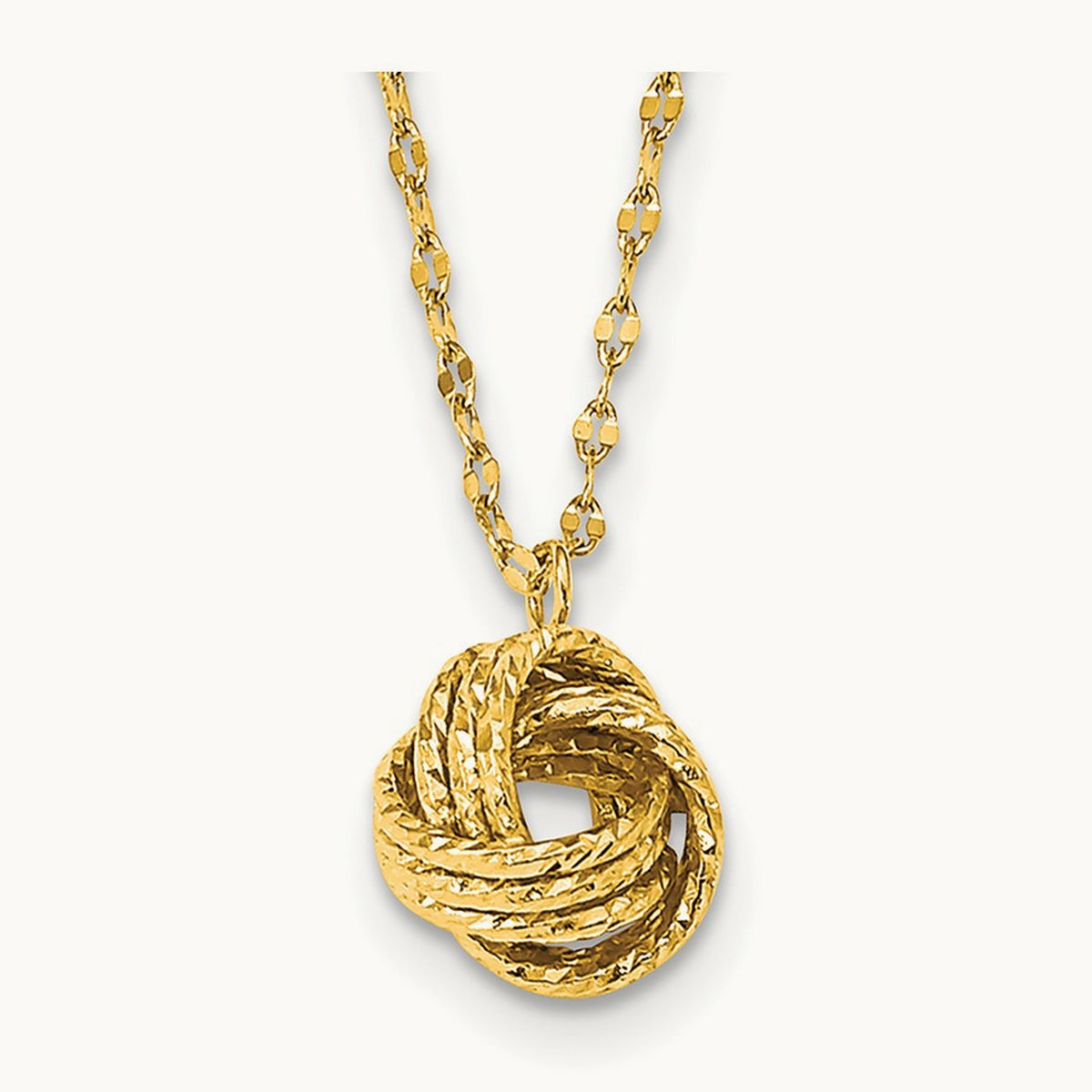 Diamond-cut Love Knot Necklace, 14K