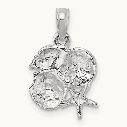 Polished Mini Shell Cluster Pendant — 14K White Gold