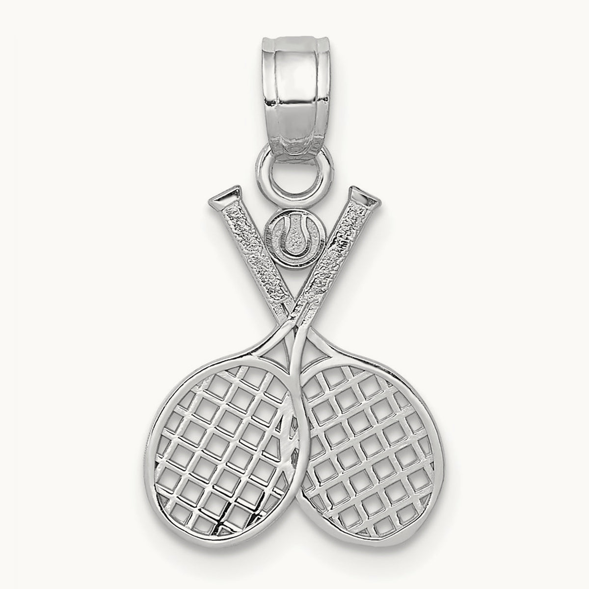 Double Tennis Racquet Charm — 14K White Gold