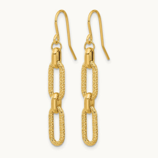Polished and D/C Link Dangle Earrings, 14K — Leslie's