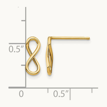 Polished Infinity Post Earrings — 14K Yellow Gold