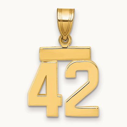 Small Polished Number 42 Charm, 14K