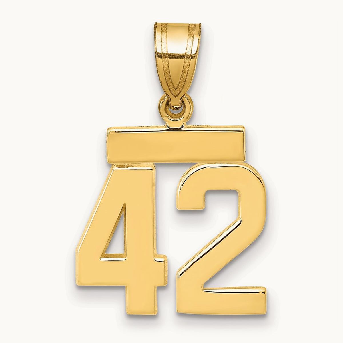 Small Polished Number 42 Charm, 14K