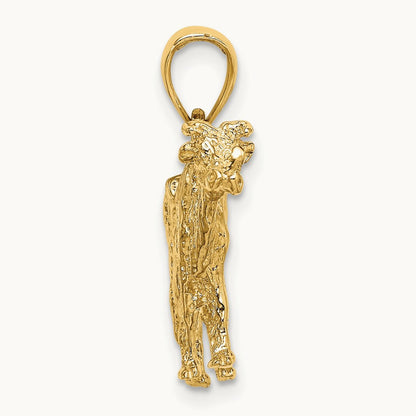 3-D Cow Charm, 14K
