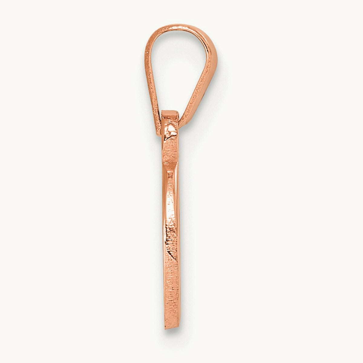 Polished Block Initial Pendant — 14K Rose Gold, O