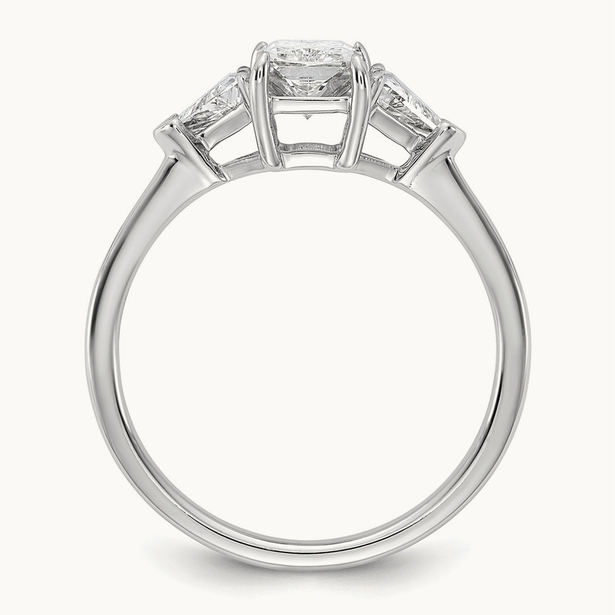 Radiant & Triangle Engagement Ring, 1.25-3.50 ct tw Lab-Grown Diamond — 1 3/8 ct, 14K White Gold