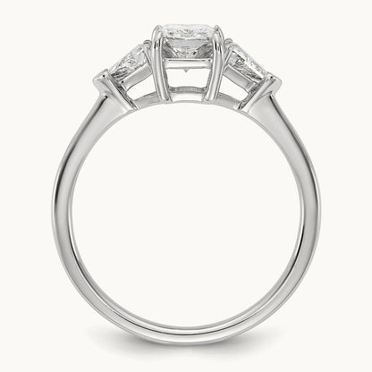 Radiant & Triangle Engagement Ring, 1.25-3.50 ct tw Lab-Grown Diamond — 1 3/8 ct, 14K White Gold
