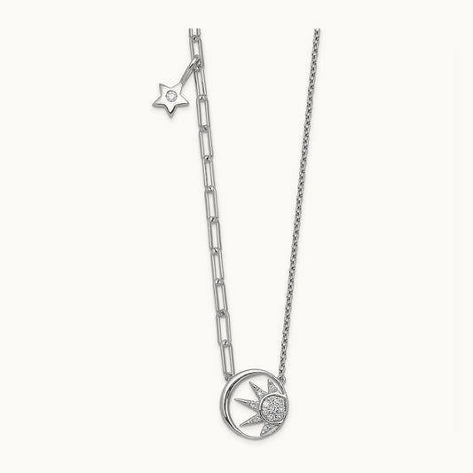 Sun & Star Necklace, 0.10 ct tw Lab-Grown Diamond